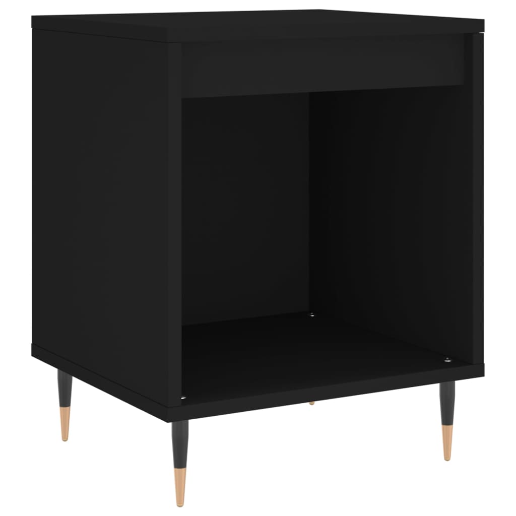 Mesita De Noche Madera De Ingeniería Negro 40x35x50 Cm_0