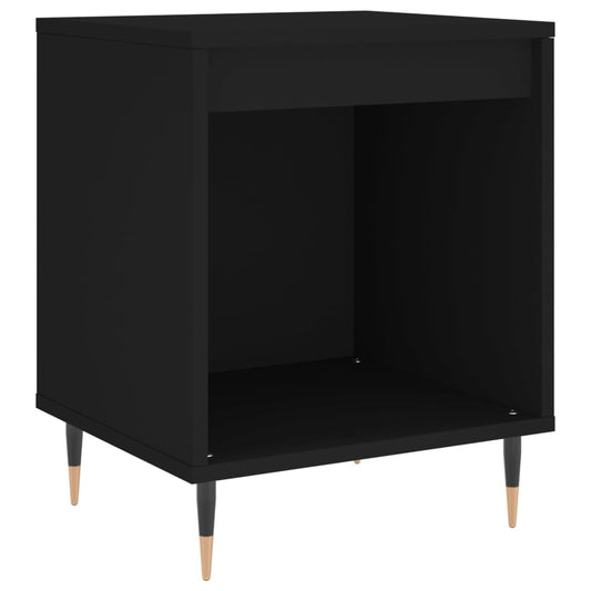 Mesita De Noche Madera De Ingeniería Negro 40x35x50 Cm_0