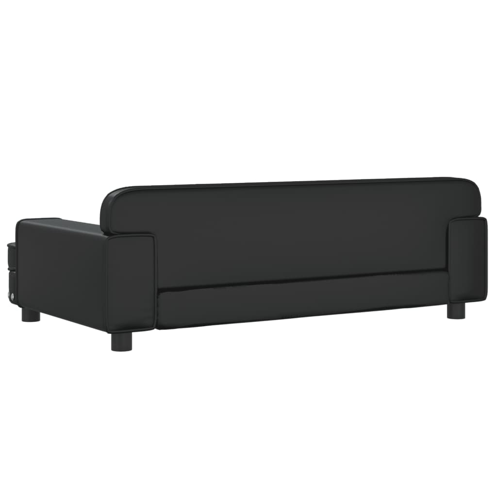 Cama Para Perros De Cuero Sintético Negra 90x53x30 Cm / Vetonek_4