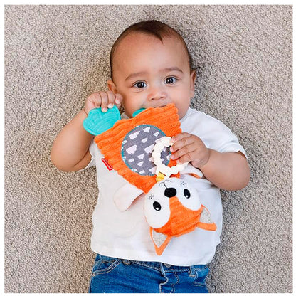 Infantino Go Gaga Cuddly Teether, Zorro De Peluche Con Mordedor De Silicona Para Exploración Sensorial Y Calmar Encías_1