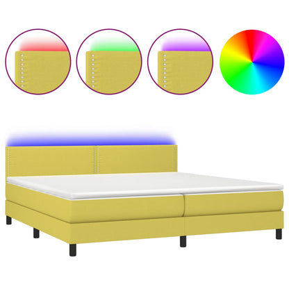 Cama Vica Home Colchón Y Luces Led Tela Verde 200x200 Cm / Vetonek_0