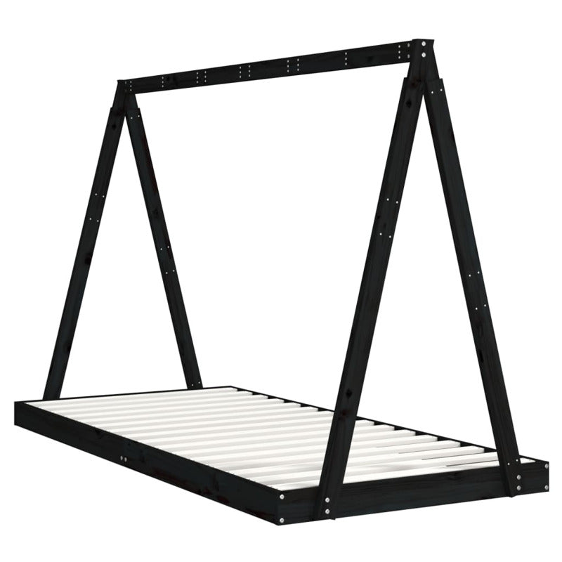 Vidaxl Estructura De Cama Para Niños Madera De Pino Negro 90x200 Cm_5