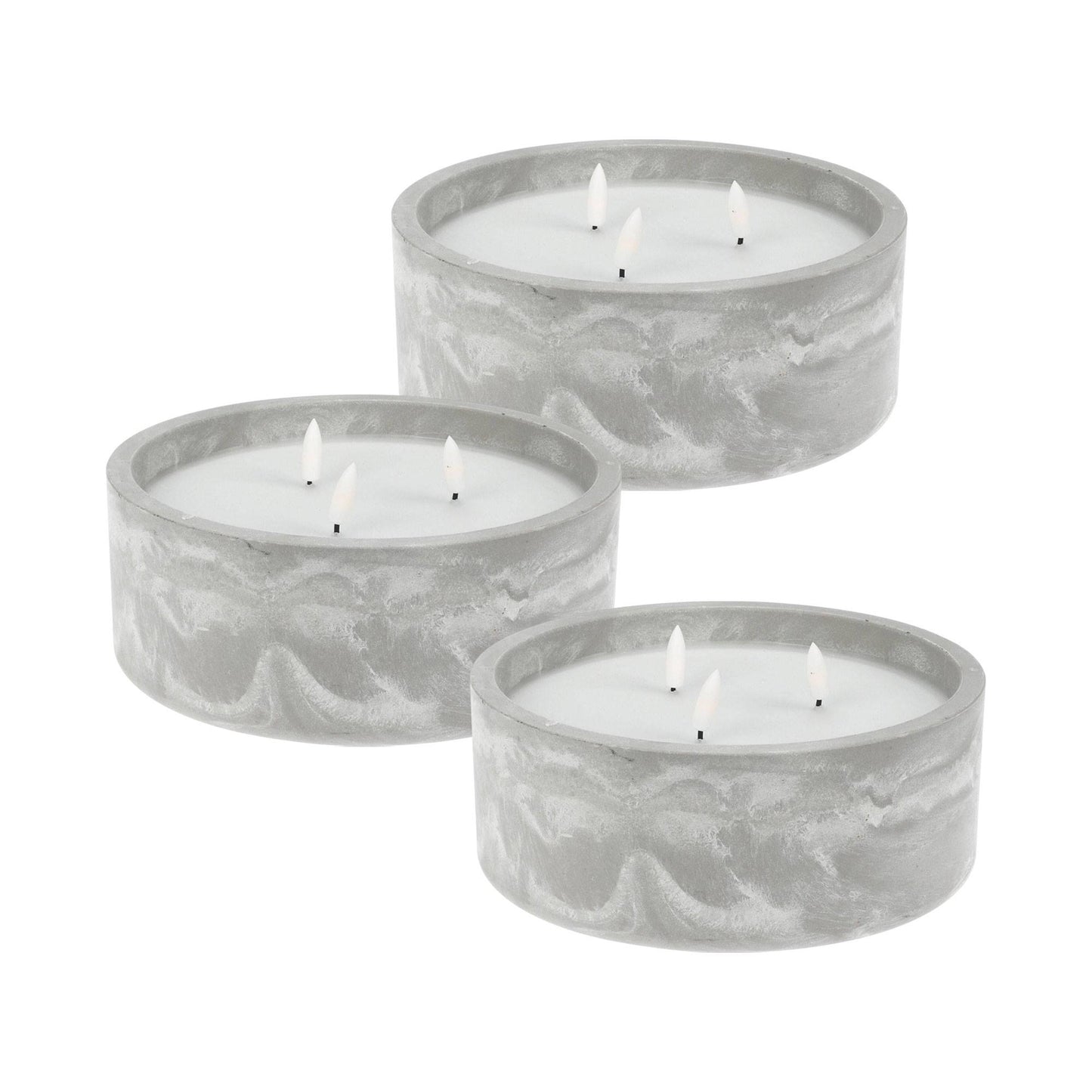 Well Home - Pack 3 Velas Led Redondada Gris Marmolado