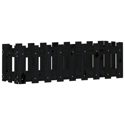 Arriate Elevado Jardín Con Valla Madera Pino Negro 100x30x30cm_3