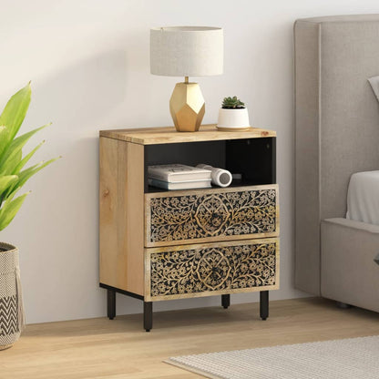 Mesita De Noche Madera Maciza De Mango 50x33x60 Cm_1