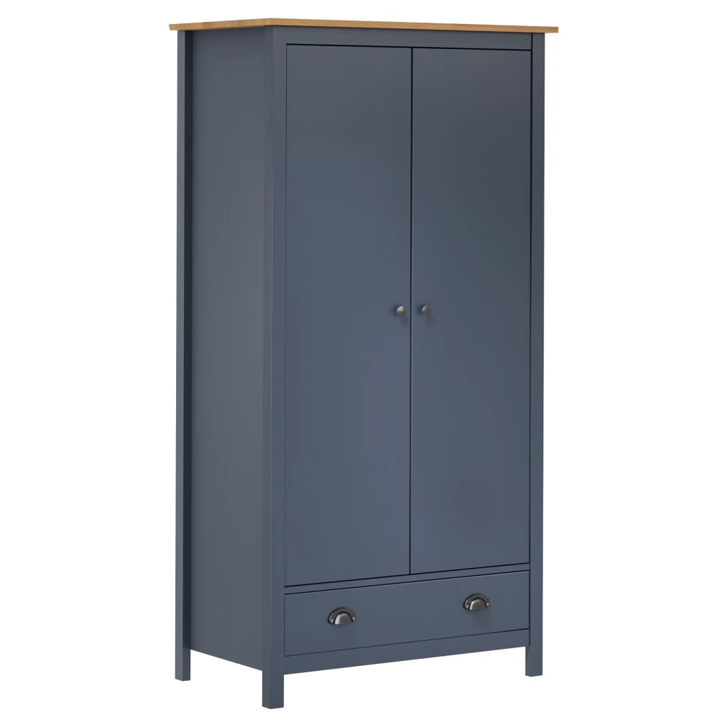 Armario De 2 Puertas Hill Madera Maciza Pino Gris 89x50x170cm_0