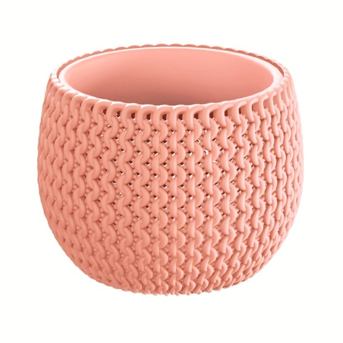 3x Maceta Redonda Con Deposito Splofy Bowl De Plastico En Color Melocoton 14,4 (largo) X 14,4 (ancho) X 11 (altura) Cm_2