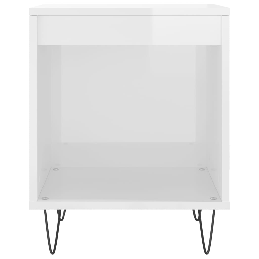 Mesita De Noche Madera De Ingeniería Blanco Brillo 40x35x50 Cm_2