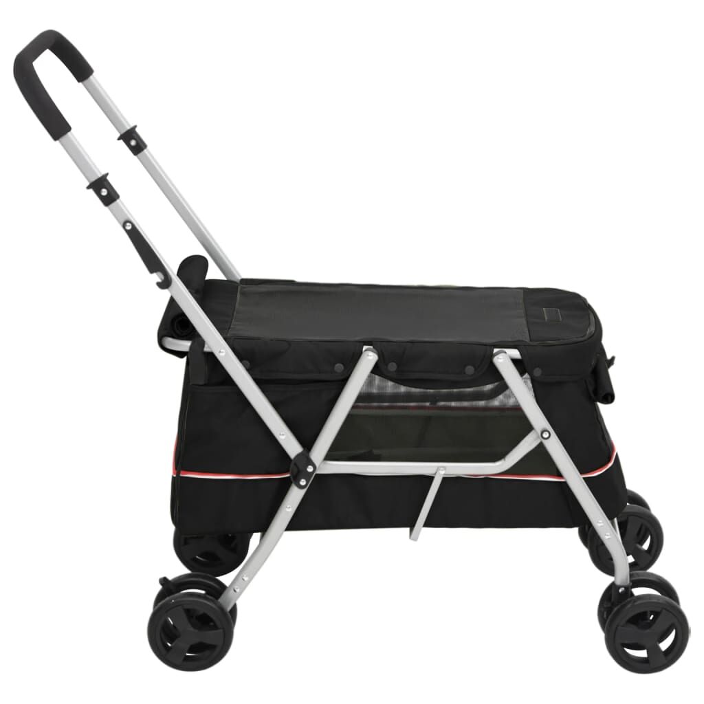 Vidaxl Cochecito Para Perros Plegable Tela Lino Negro 100x49x96 Cm_4