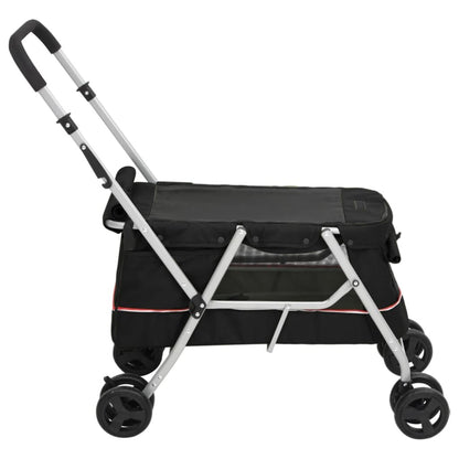 Vidaxl Cochecito Para Perros Plegable Tela Lino Negro 100x49x96 Cm_4