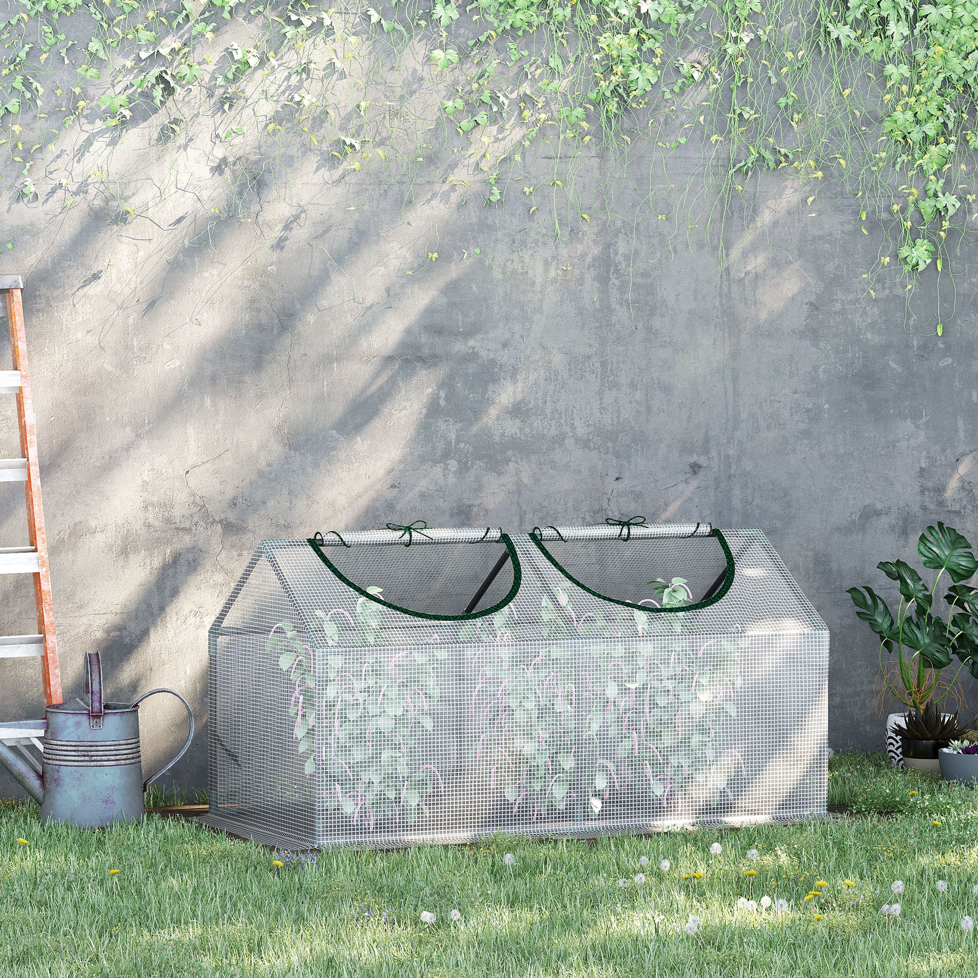 Outsunny Invernadero De Terraza 120x60x60 Cm Acero Con 2 Ventanas Translúcido_1