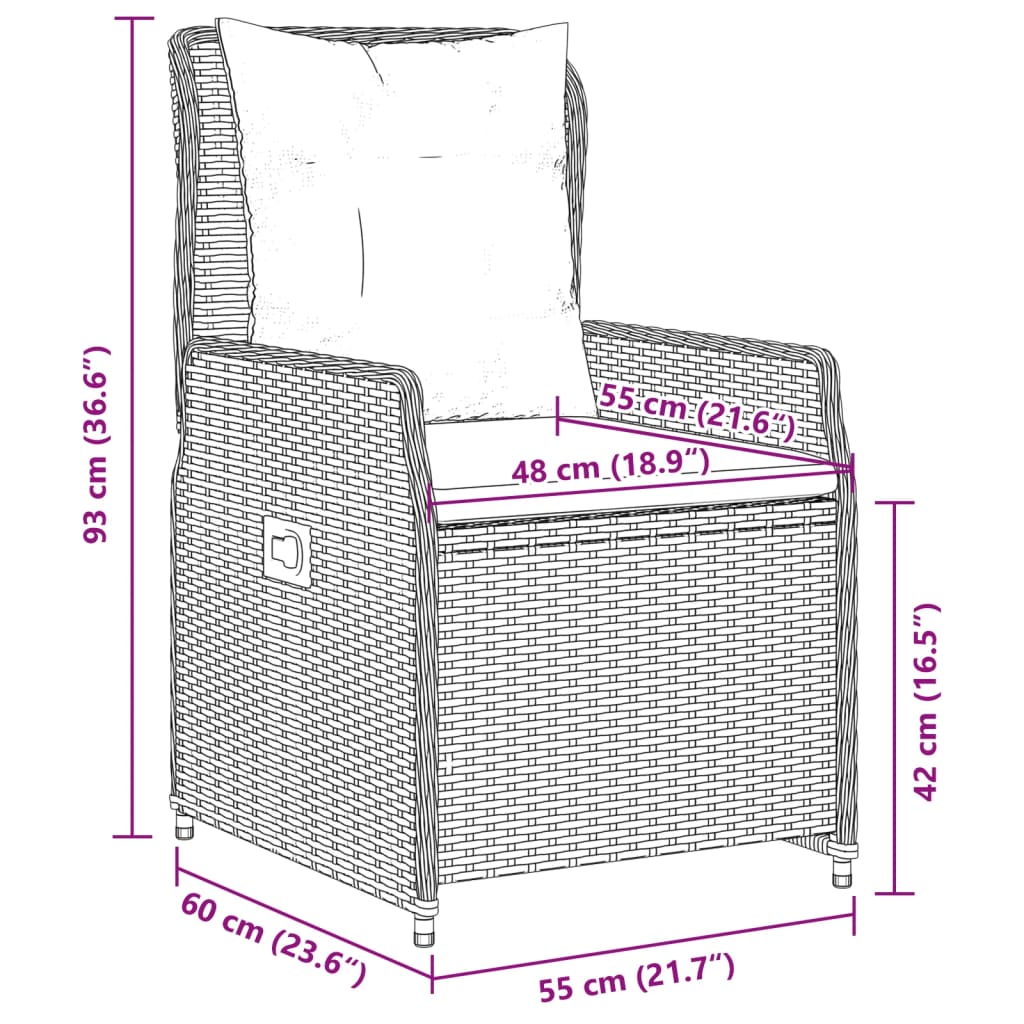 Set Comedor De Jardín 5 Pzas Con Cojines Ratán Sintético Beige / Vetonek_5