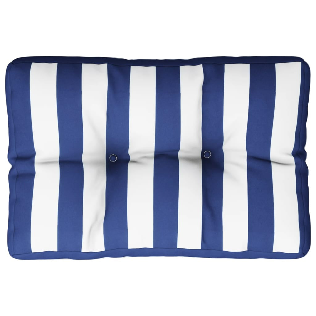 Vidaxl Cojín Para Palés Tela A Rayas Azul Y Blanco 50x40x12 Cm_0