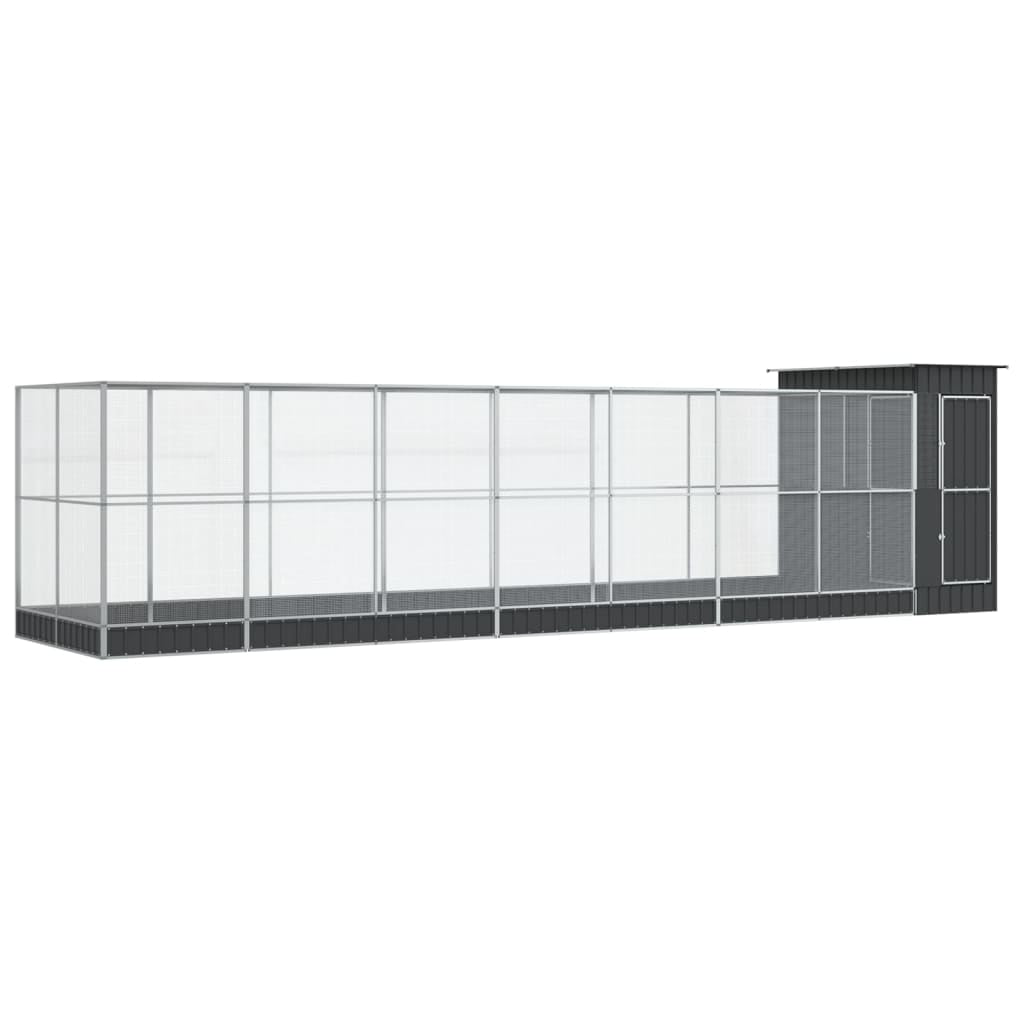 Vidaxl Pajarera Con Extensión Acero Plateado 830x203x216 Cm_0