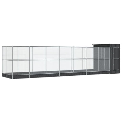 Vidaxl Pajarera Con Extensión Acero Plateado 830x203x216 Cm_0