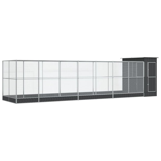 Vidaxl Pajarera Con Extensión Acero Plateado 830x203x216 Cm_0