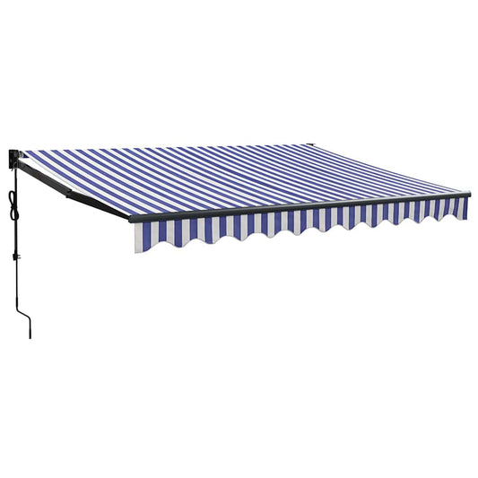 Toldo Retráctil Automático Azul Y Blanco 3,5x2,5 M_0
