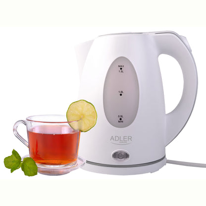 Hervidor Agua Eléctrico, 1,5 L, Resistencia Oculta, Inalámbrico, Apagado Automático, Base 360º Adler Ad 1207, 2200w