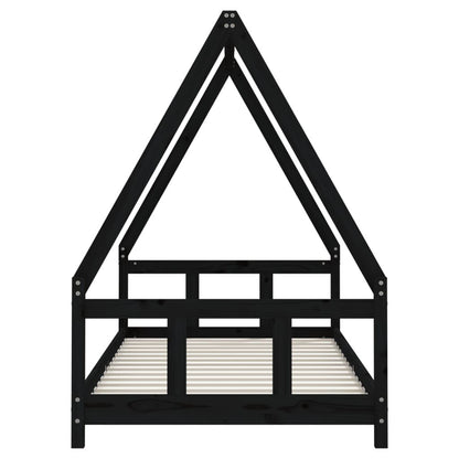 Vidaxl Estructura De Cama Para Niños Madera De Pino Negro 90x190 Cm_3