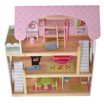 Casita De Muñecas De Madera Mila Con Accesorios_3