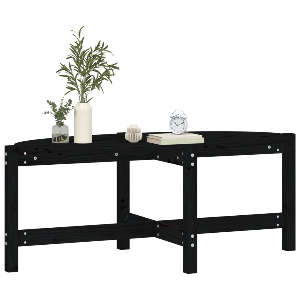 Mesa De Centro De Madera Maciza De Pino Negro 118x63x45 Cm_2