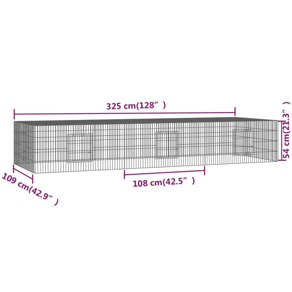 Vidaxl Jaula Para Conejos 3 Paneles Hierro Galvanizado 325x109x54 Cm_2
