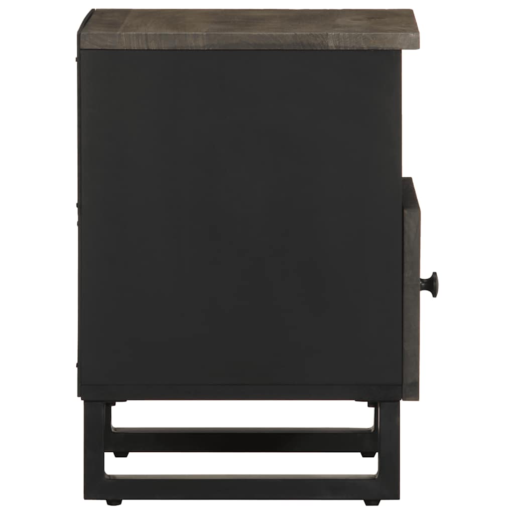 Mesita De Noche De Madera Maciza De Mango Negra 40x33x46 Cm_2