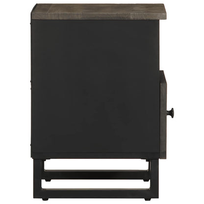 Mesita De Noche De Madera Maciza De Mango Negra 40x33x46 Cm_2