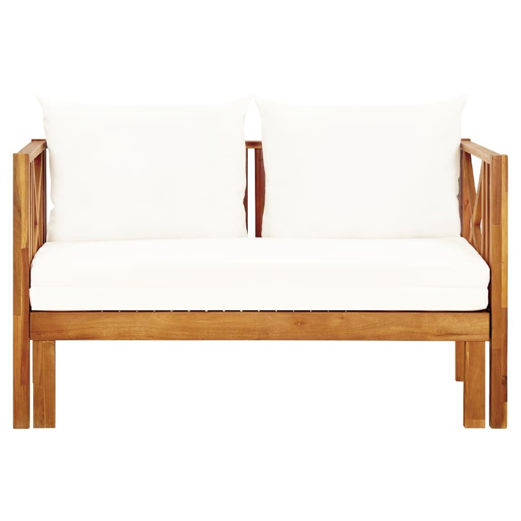 Vidaxl Banco De Jardín 2 Plazas Con Cojines Madera Maciza Acacia 122cm_1