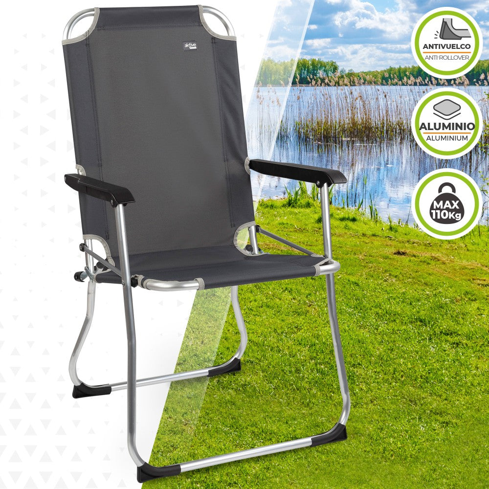 Silla Plegable De Aluminio Fija Aktive Camping_1