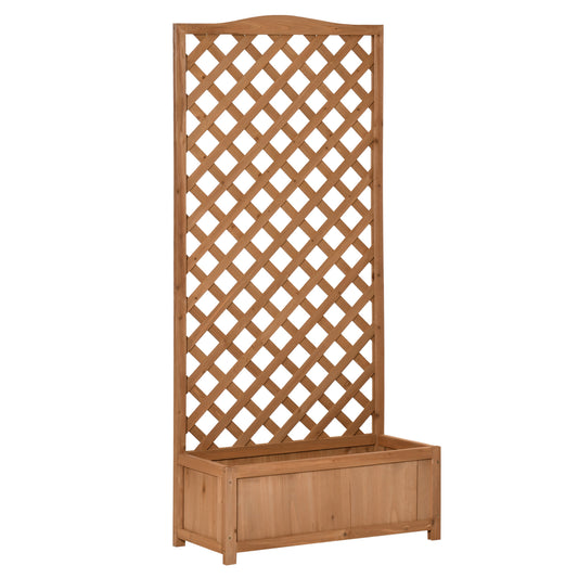 Outsunny Jardinera Con Enrejado Madera Arriate Para Trepadora 76x36x170cm Marrón_0