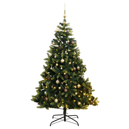 Vidaxl Árbol De Navidad Artificial Con Bisagras 300 Led Y Bolas 210 Cm_0
