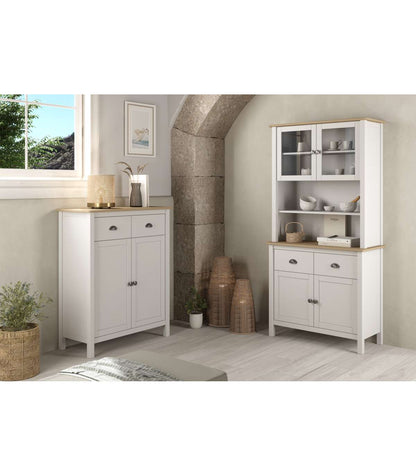 Mueble Auxiliar 2 Puertas 1 Cajón Modelo Miguel Acabado Blanco/roble. 110cm(alto) 90cm(an_4