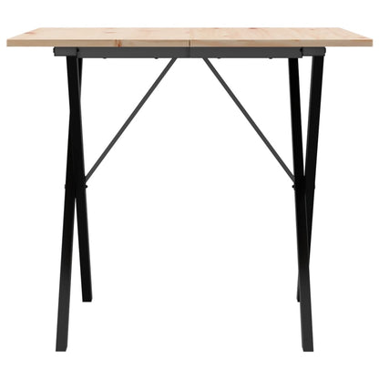 Mesa De Comedor Marco X Madera Maciza Pino Y Acero 90x90x75 Cm_2