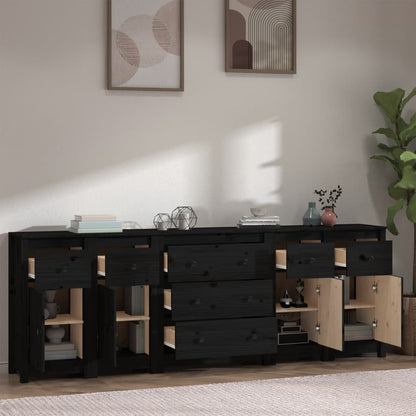 Aparador De Madera Maciza De Pino Negro 230 X 35 X 80 Cm_2