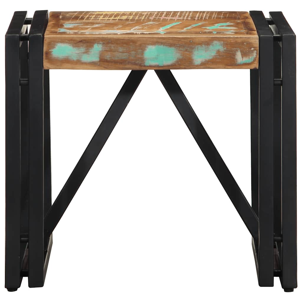 Mesa De Centro Multicolor 40x40x35 Cm Madera Maciza Reciclada_0