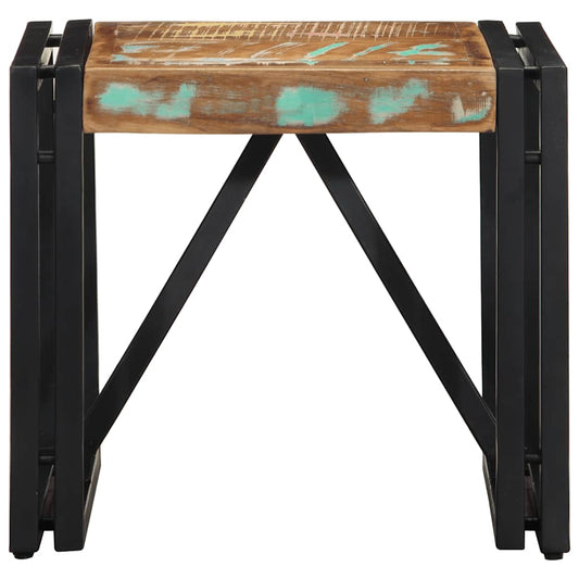 Mesa De Centro Multicolor 40x40x35 Cm Madera Maciza Reciclada_0