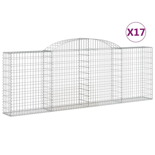 Cestas De Gaviones 17 Uds Forma Arco Hierro 300x30x100/120 Cm_0