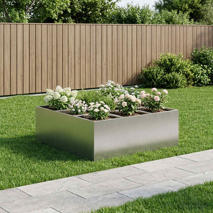Macetero De Jardín Plateado 100 X 100 X 50 Cm Acero Inoxidable_1