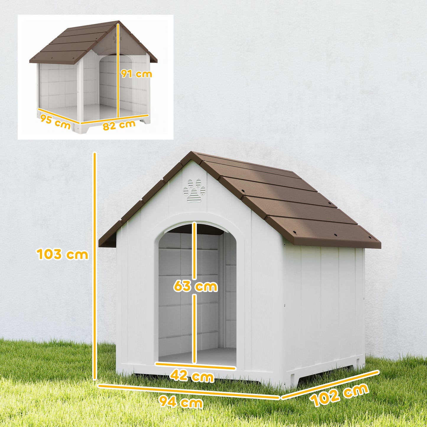 Pawhut Caseta Para Perros Grandes Exterior De Plástico Impermeable Marrón Oscuro_2