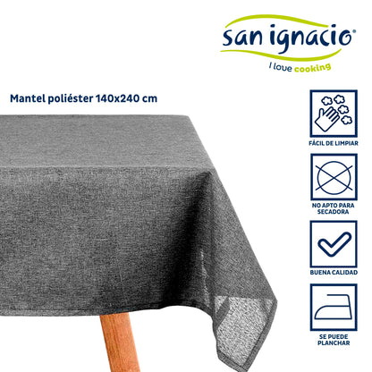 Mantel Poliester 140x240cm Gris Oscuro Colección Kinvara