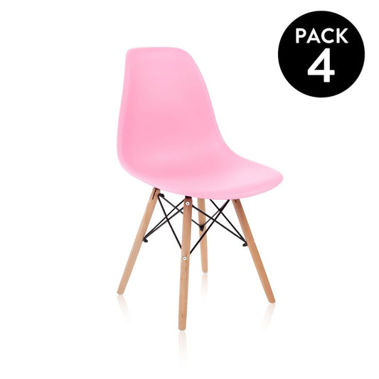 Pack 4 Sillas Tower Wood Polipropileno, Rosa, 56 X 81 X 47_0