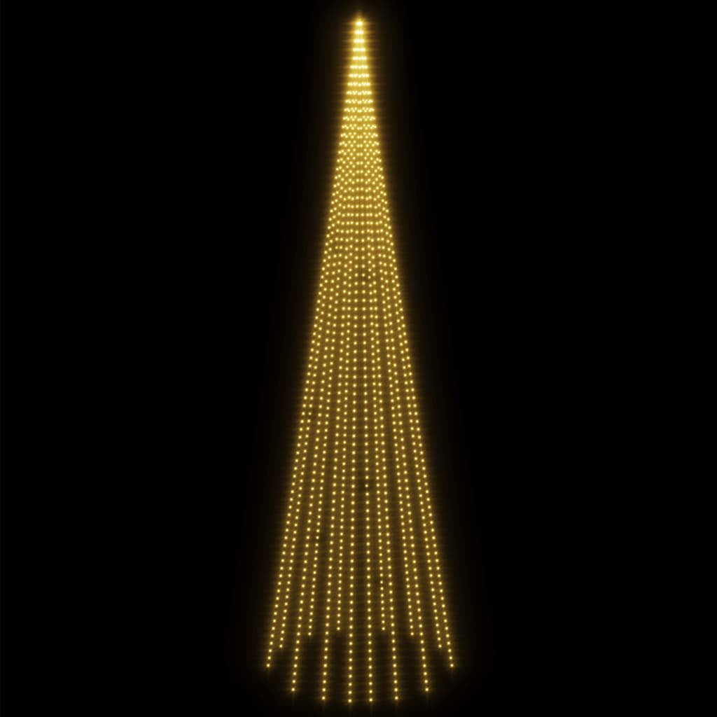 Vidaxl Árbol De Navidad En Asta De Bandera 1134led Blanco Cálido 800cm_3