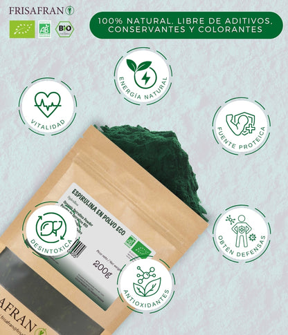 Espirulina En Polvo Ecológica - Calidad Y Sabor | Frisafran 100 G_1