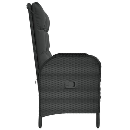 Vidaxl Banco De Jardín Reclinable Con Cojines Ratán Pe Negro 107 Cm_3