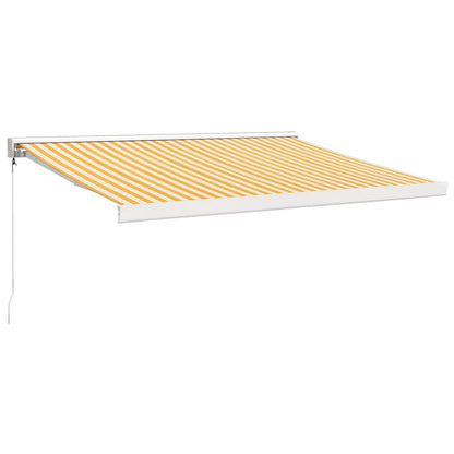 Toldo Retráctil Aluminio Y Tela Blanco Y Amarillo 3x2,5 M_0
