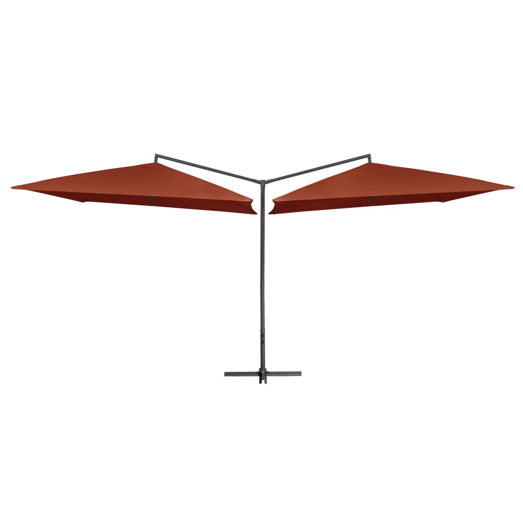 Vidaxl Sombrilla Doble De Jardín Palo De Acero Terracota 250x250 Cm_0