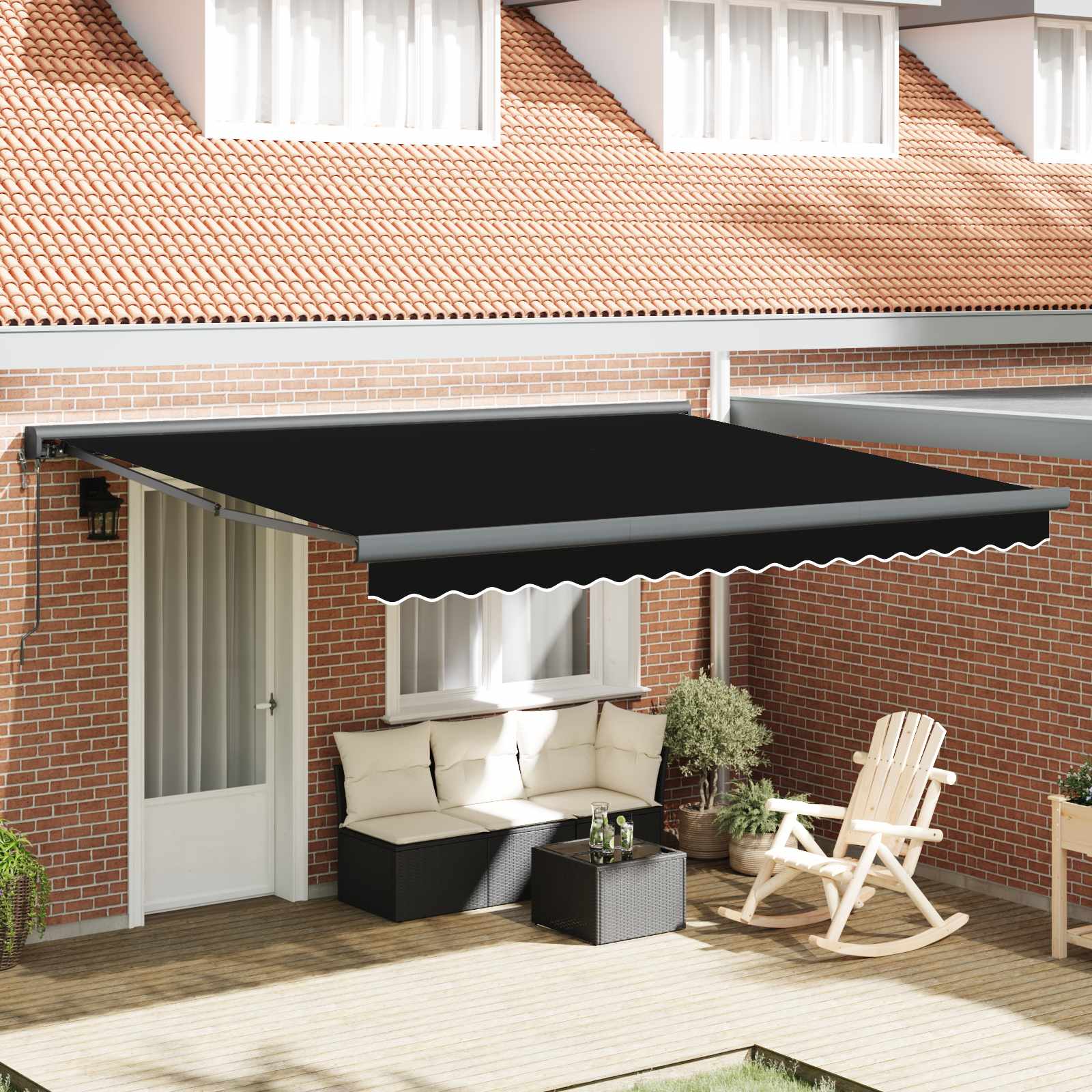 Toldo Retráctil Negro 400 X 300 Cm Tela Y Metal_1