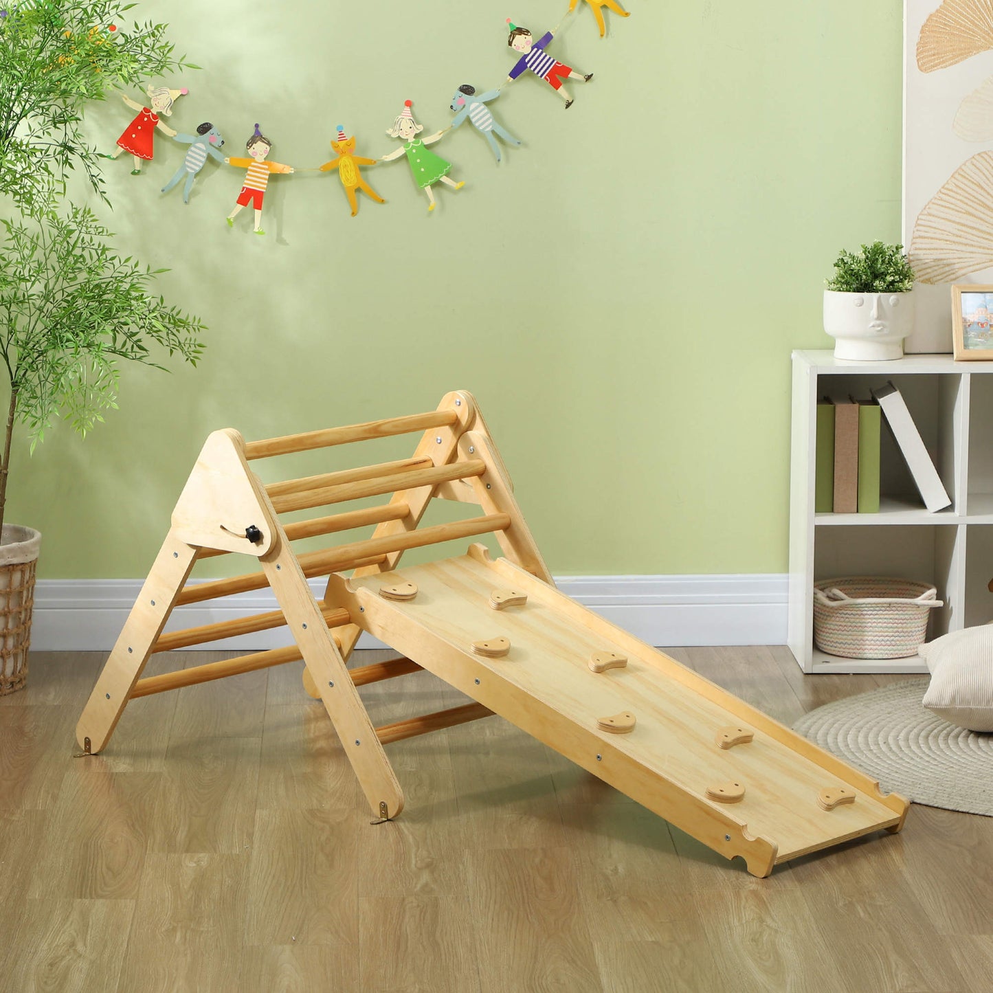 Aiyaplay Triángulo De Escalada De Madera 3 En 1 147x64,5x63 Cm Natural_1