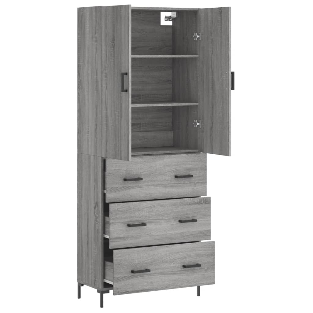 Aparador Alto Madera Contrachapada Gris Sonoma 69,5x34x180 Cm_3